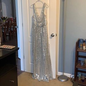 Silver evening gown